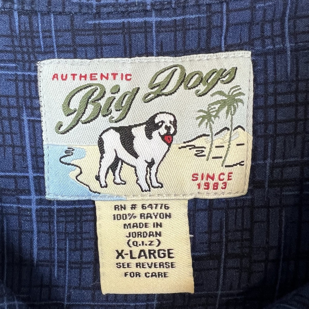 Vintage Big Dogs Men's Size XL Blue Hawaiian Shirt Dog Mixed Drinks‎ Cocktails - Picture 3 of 8